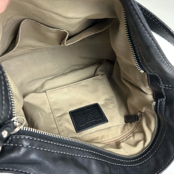 Coach Large Black Leather Hobo Shoulder Handbag Purse F14706 - Picture 9 of 10